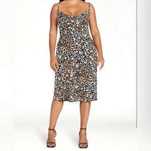 BCBG Animal Print Dress with Black Accents